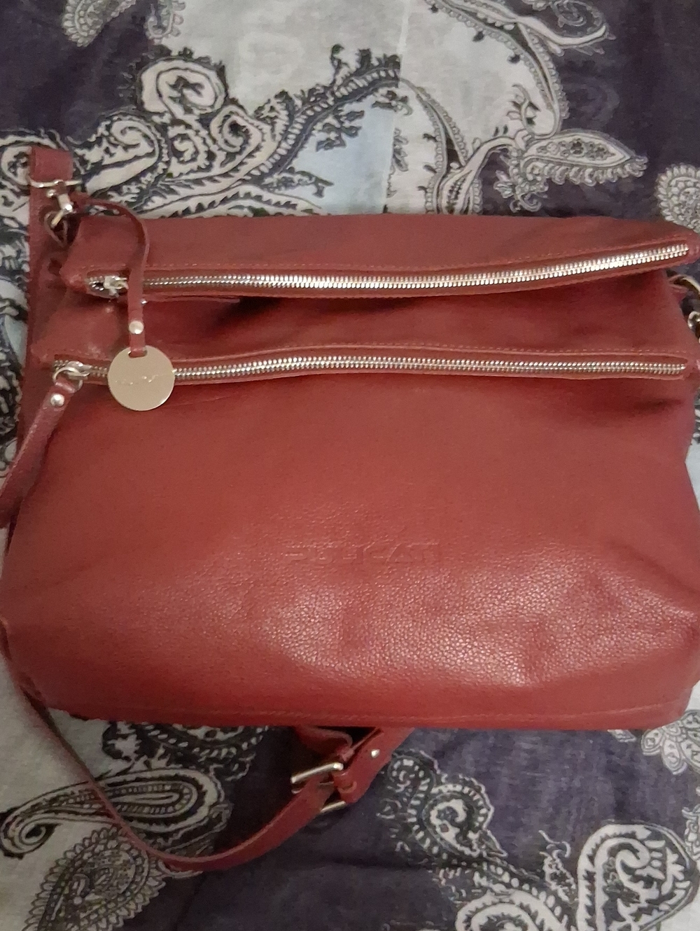 Women’s Burgundy Leather PULICATI Crossbody Bag - Classic Shoulder Purse